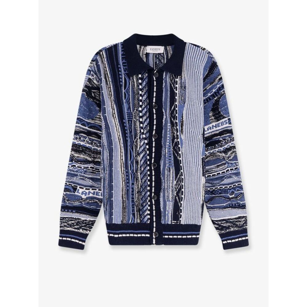 Laneus Men Jacquard-Pattern Cardigan